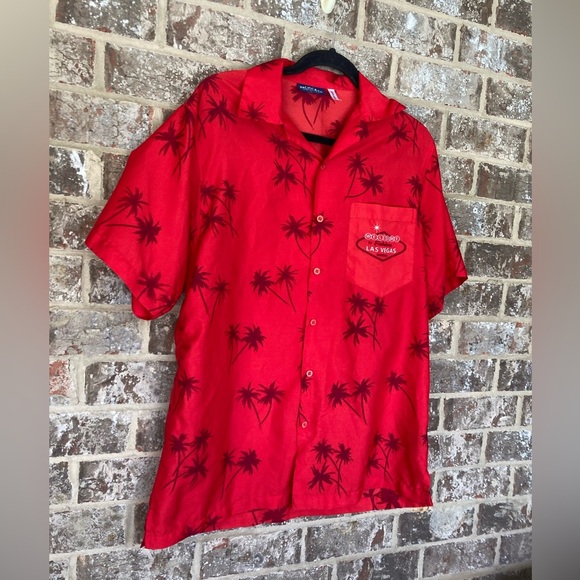 Pacific & Co Tony Montana Red Palms Las Vegas Short Sleeve Button Up Shirt Sz M - Picture 2 of 6